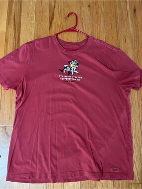 Life is Good Men's Red Graphic Tee - 7th Inning Stretch -Cooperstown
